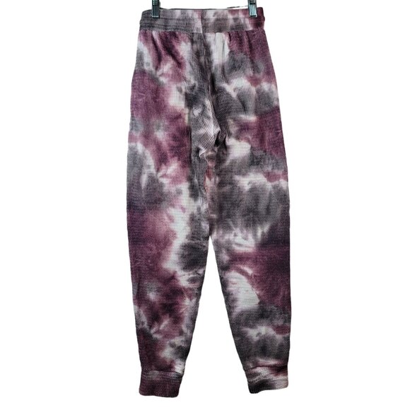 SO Lounge Life Pants Pink XS Tie Dye PJ Long Jogger Pull On Waffle Sweatpants - Picture 5 of 7